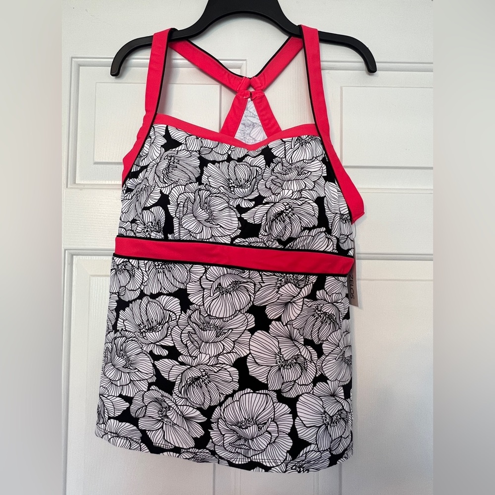 NWT Zelos XL Magnified Poppy Razor Back Tankini TOP ONLY